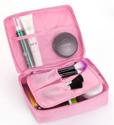 Makyaj Çantası 40x25x4 cm Bölmeli Cepli Kumaş Pembe